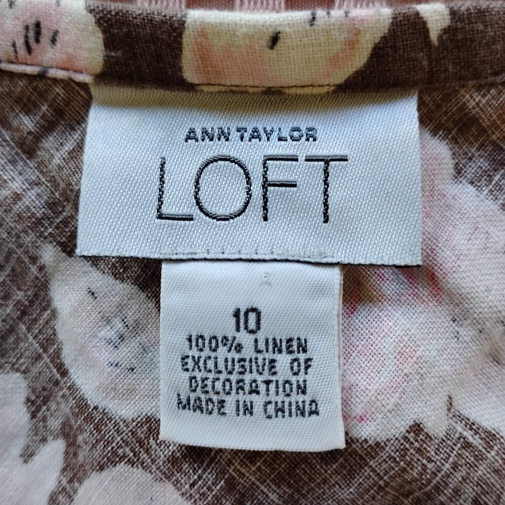 LOFT Brown and Pink Floral A-Line Skirt - Picture 9 of 9